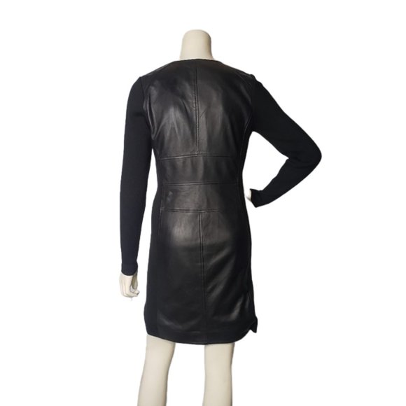 Claudia Strater Leather & Wool Front Zipper Dress Size 36 - Picture 9 of 12